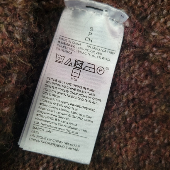 Gap Sweater Cardigan Fair Isle Brown Taupe Beige Ivory Crew Neck Size Small - Picture 4 of 5